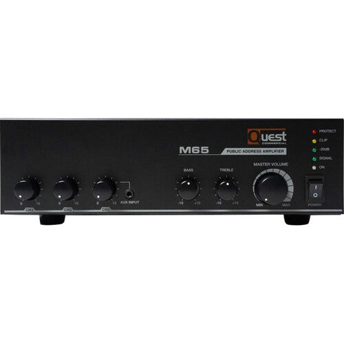 Quest Commercial M65 amplificador y mezclador compacto 65W 3 canales control de tono
