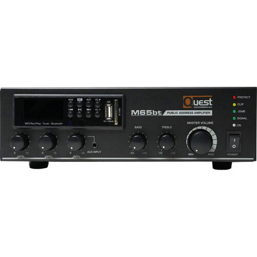Quest Commercial M65bt Amplificador y Mezclador Compacto 65W Bluetooth 3 Canales