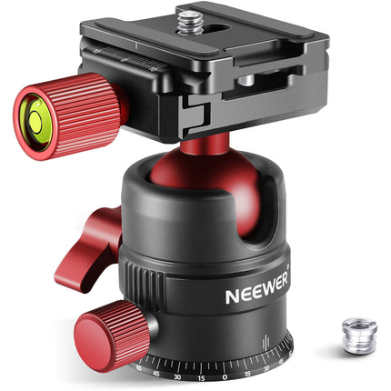 Neewer GM28 Cabezal Panorámico Bola Rojo Capacidad 11 lb Altura 3" Adaptador