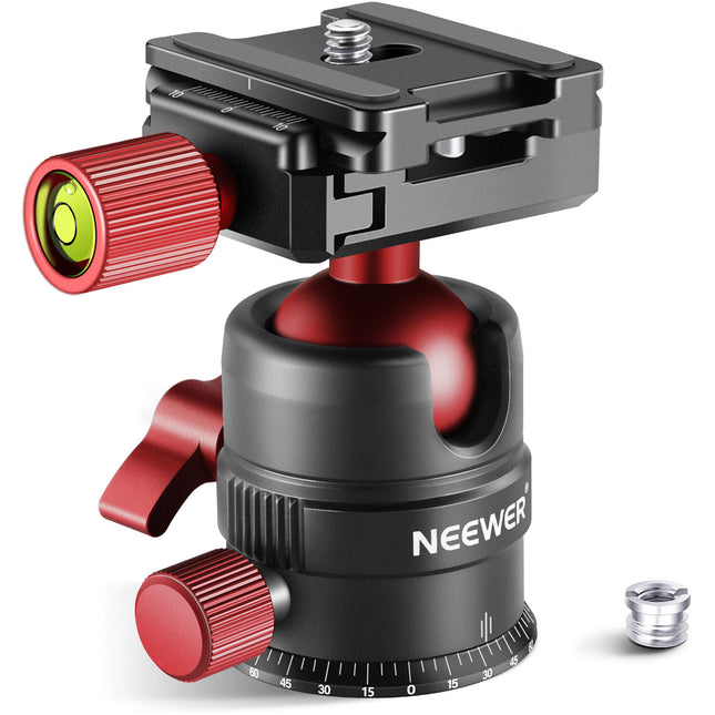 Neewer GM28 Cabezal Panorámico Bola Rojo Capacidad 11 lb Altura 3" Adaptador
