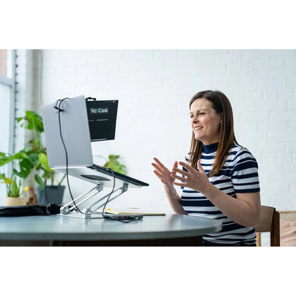 PrimeLight Design VoxCast VC10 Teleprompter Todo en Uno con Luz LED Ajustable y Webcam Full HD