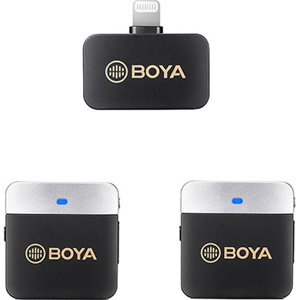 BOYA BY-M1V6 Sistema de Micrófono Inalámbrico Doble para iOS con 6 Horas de Batería y 60 m de Alcance