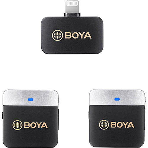 BOYA BY-M1V6 Sistema de Micrófono Inalámbrico Doble para iOS con 6 Horas de Batería y 60 m de Alcance