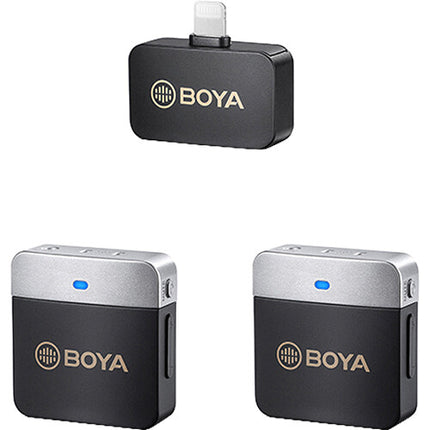 BOYA BY-M1V6 Sistema de Micrófono Inalámbrico Doble para iOS con 6 Horas de Batería y 60 m de Alcance