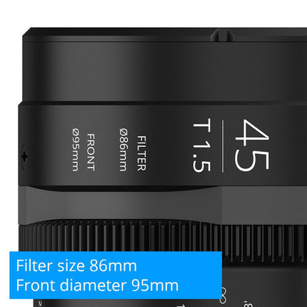 IRIX 45mm T1.5 Lente Cine Full Frame 43.3mm Imagen Soporte Pie