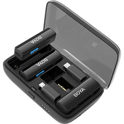 BOYA BOYALINK Sistema de Micrófono Inalámbrico 2 Personas 328' Alcance Conectores Intercambiables