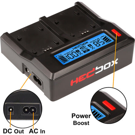 Hedbox RP-DC50 Cargador Dual Digital LCD con Placas NP-FZ100 y Modo Boost