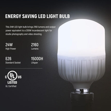 Neewer Bombilla LED Luz Diurna 24W 2160 Lúmenes 5700K 2 Piezas