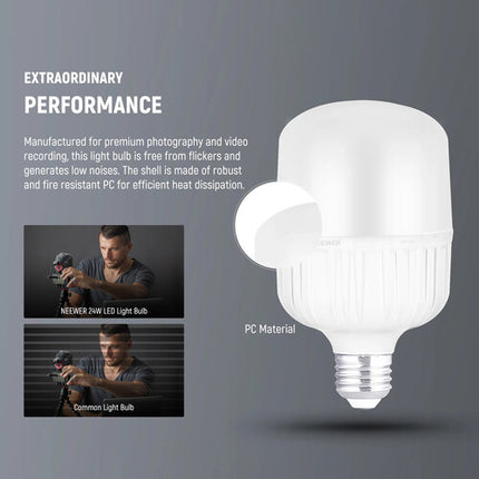 Neewer Bombilla LED Luz Diurna 24W 2160 Lúmenes 5700K 2 Piezas