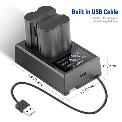 Neewer Cargador Dual de Baterías con 2 NP-W235 2400mAh 8.4V USB-C