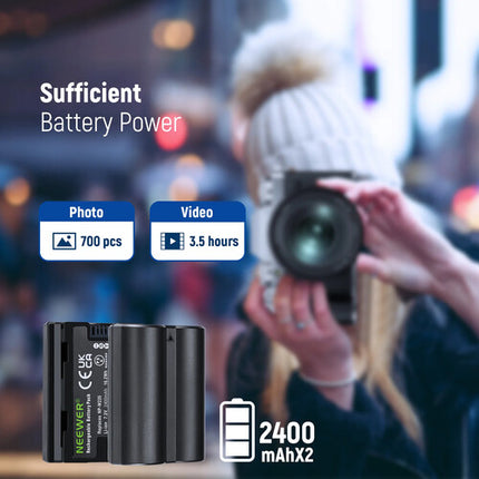 Neewer Cargador Dual de Baterías con 2 NP-W235 2400mAh 8.4V USB-C