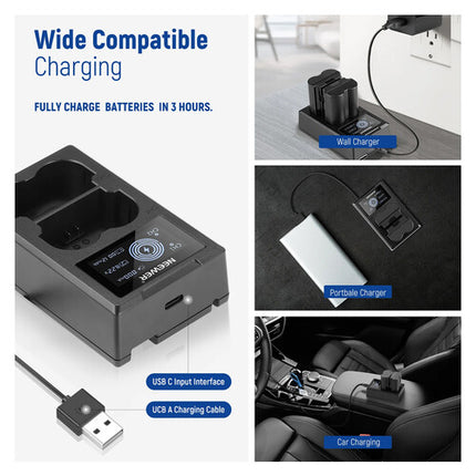 Neewer Cargador Dual de Baterías con 2 NP-W235 2400mAh 8.4V USB-C
