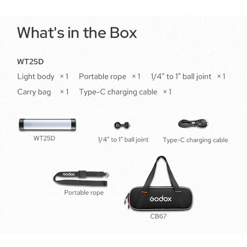 Godox WT25D Luz Tubular para Buceo 9.8" 131' Profundidad IP68