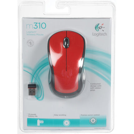 Logitech M310 Ratón Inalámbrico Rojo Brillante 1000 dpi 12 Meses Batería
