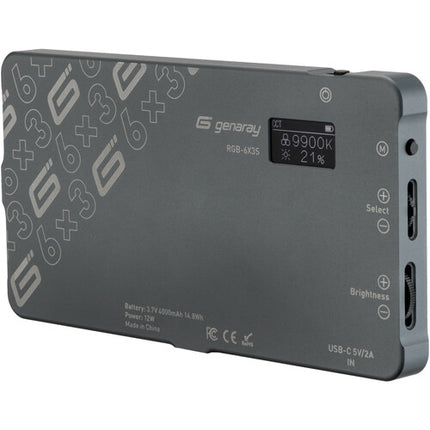 Genaray RGB-6X3S Panel de Luz LED RGB 354 Lux Batería Interna USB-C