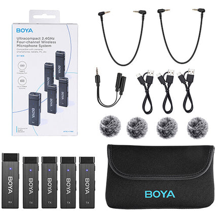 BOYA BY-W4 Sistema de Micrófono Inalámbrico 4 Personas 7 Horas Batería
