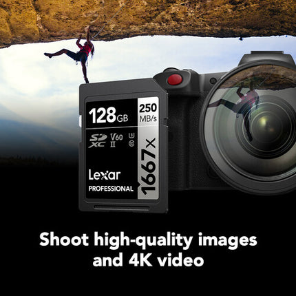 Lexar 128GB Professional 1667x Tarjeta de Memoria SDXC UHS-II 250MB/s lectura 120MB/s escritura