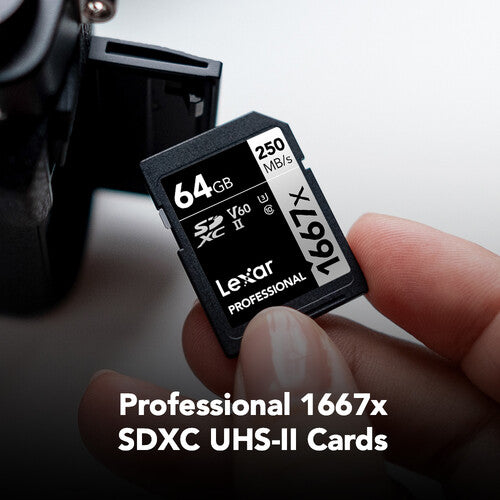 Lexar 64GB Tarjeta de Memoria SDXC UHS-II 250 MB/s Velocidad de Lectura