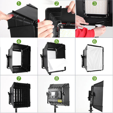GVM Softbox 500 para luces LED RGB 11 x 11 pulgadas con rejilla Honeycomb