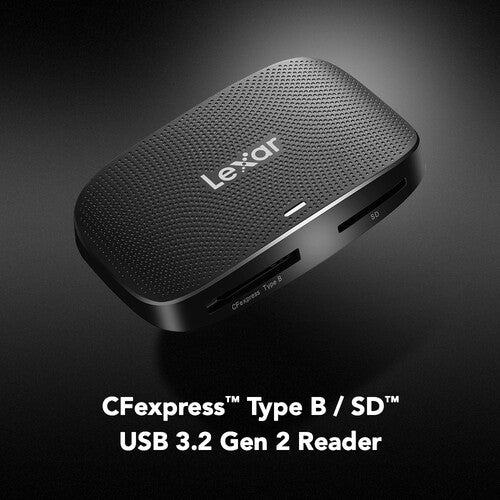 Lexar Professional Lector de Tarjetas CFexpress Tipo B y SD UHS-II USB 3.2 Gen 2 10 Gb/s con Cable USB-C a USB-A/C