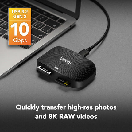 Lexar Professional Lector de Tarjetas CFexpress Tipo B y SD UHS-II USB 3.2 Gen 2 10 Gb/s con Cable USB-C a USB-A/C