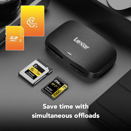 Lexar Professional Lector de Tarjetas CFexpress Tipo B y SD UHS-II USB 3.2 Gen 2 10 Gb/s con Cable USB-C a USB-A/C