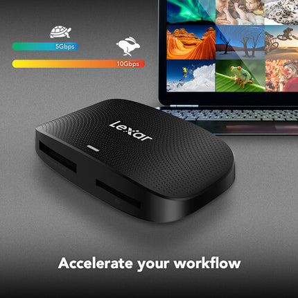 Lexar Professional Lector de Tarjetas CFexpress Tipo B y SD UHS-II USB 3.2 Gen 2 10 Gb/s con Cable USB-C a USB-A/C