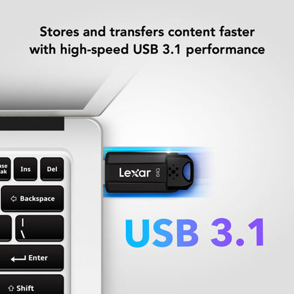 Lexar 64GB JumpDrive S80 USB 3.2 Gen 1 USB-A unidad flash 150 MB/s lectura 60 MB/s escritura