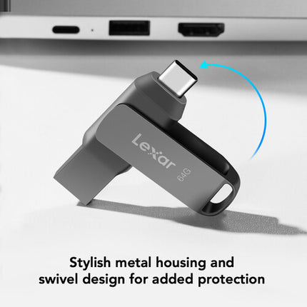 Lexar JumpDrive Dual Drive D400 64GB USB 3.2 Gen 1 USB-C USB-A 130MB/s
