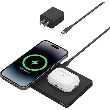 Belkin BoostCharge Pro 2 en 1 Cargador Inalámbrico 20W Negro USB-C PD 3.0