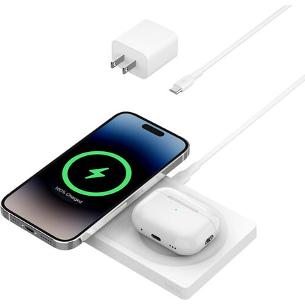 Belkin BoostCharge Pro 2 en 1 Cargador inalámbrico 20W Blanco USB-C PD 3.0