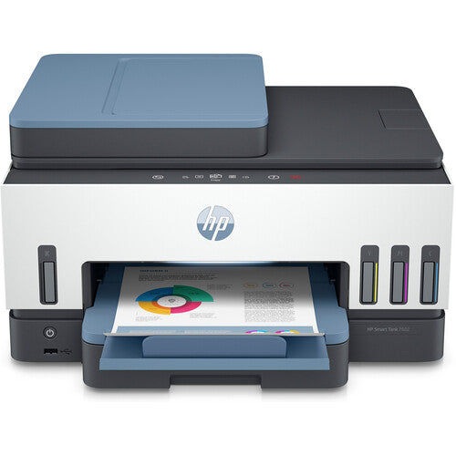 HP Smart Tank 7602 Impresora todo en uno inalámbrica con alimentador automático y doble banda Wi-Fi