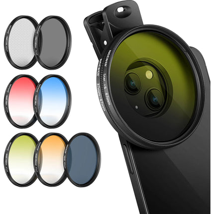Neewer Kit de Filtros Clip-On para Teléfono y Cámara 58mm con Filtros Graduados y CPL