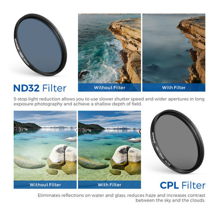 Neewer Kit de Filtros Clip-On para Teléfono y Cámara 58mm con Filtros Graduados y CPL