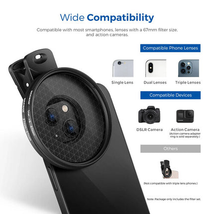 Neewer Kit de Filtros Clip-On para Teléfono y Cámara 58mm con Filtros Graduados y CPL