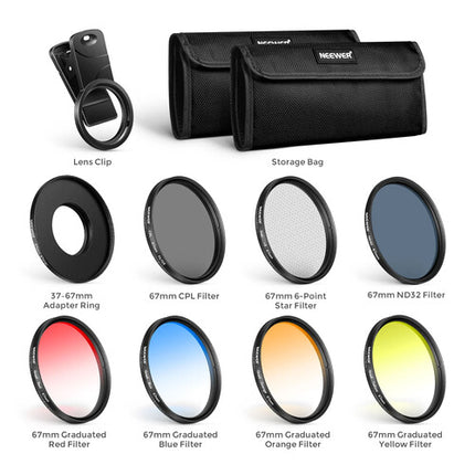Neewer Kit de Filtros Clip-On para Teléfono y Cámara 58mm con Filtros Graduados y CPL