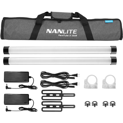 Nanlite PavoTube II 15XR Tubo LED RGB 2' Kit de 2 Luces CRI 97 Batería Recargable