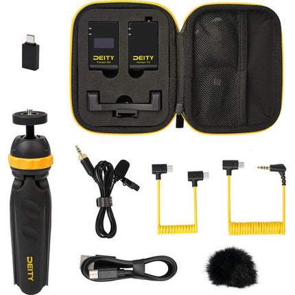 Deity Microphones Pocket Wireless Mic Kit 2.4 GHz Negro con Tripode y Clip para Smartphone