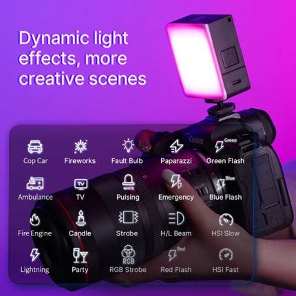 Ulanzi VL49 Pro Panel de Luz LED RGB 2.6x2.6 Pulg 2500-9000K Difusor