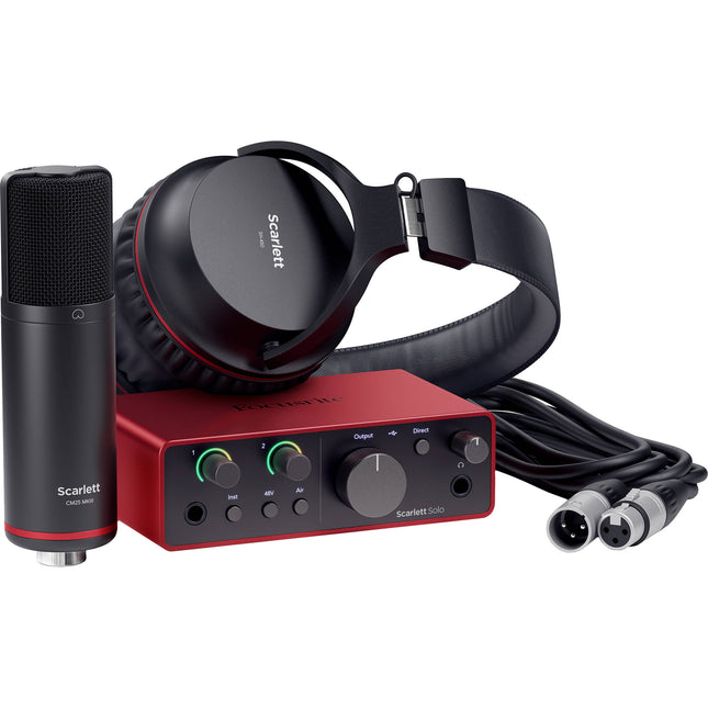 Focusrite Scarlett Solo Studio USB-C Interfaz de Audio 24-Bit 192kHz con Micrófono CM25 MkIII y Auriculares SH-450