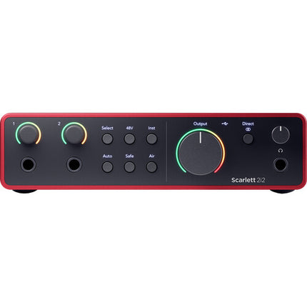 Focusrite Scarlett 2i2 Studio Interfaz de Audio USB-C 24-Bit 192 kHz con Micrófono Cardioide y Auriculares Cerrados