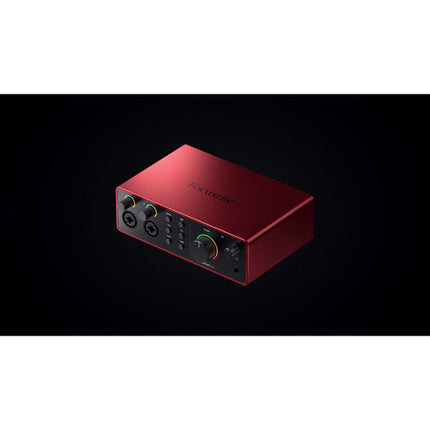 Focusrite Scarlett 4i4 USB-C Interfaz de Audio MIDI 24-Bit 192kHz con Kit para Podcast dos personas