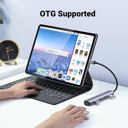 UGREEN 5-en-1 Hub USB-C Plata 4 Puertos USB 3.2 HDMI 4K