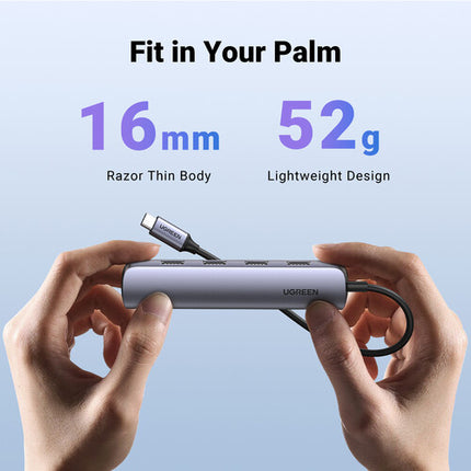 UGREEN 5-en-1 Hub USB-C Plata 4 Puertos USB 3.2 HDMI 4K