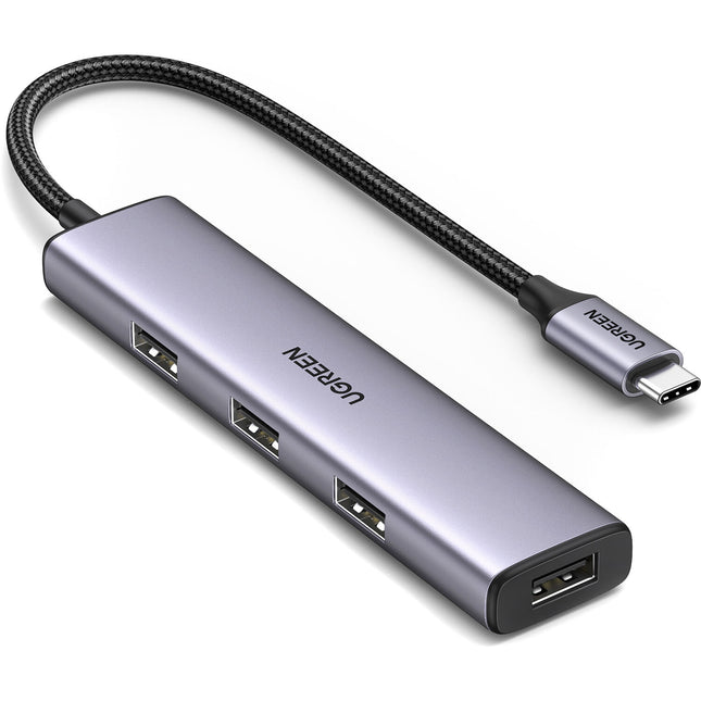 UGREEN 4-in-1 Hub USB-C Gris 4 Puertos USB-A USB 3.2 Gen 1 Compatible Windows macOS Linux