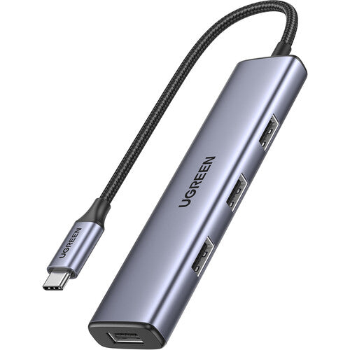 UGREEN 4-in-1 Hub USB-C Gris 4 Puertos USB-A USB 3.2 Gen 1 Compatible Windows macOS Linux