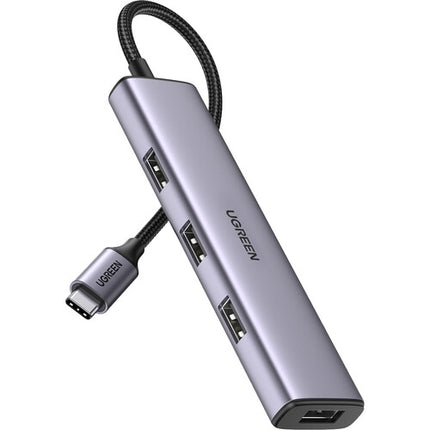 UGREEN 4-in-1 Hub USB-C Gris 4 Puertos USB-A USB 3.2 Gen 1 Compatible Windows macOS Linux