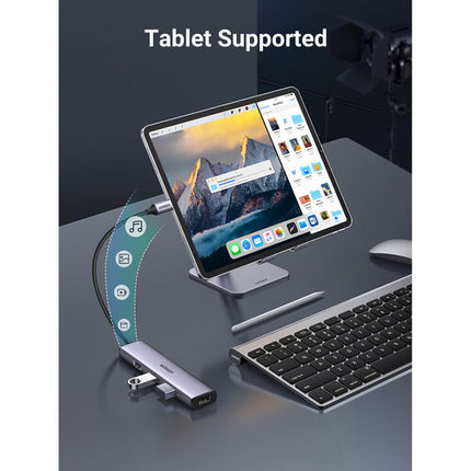 UGREEN 4-in-1 Hub USB-C Gris 4 Puertos USB-A USB 3.2 Gen 1 Compatible Windows macOS Linux