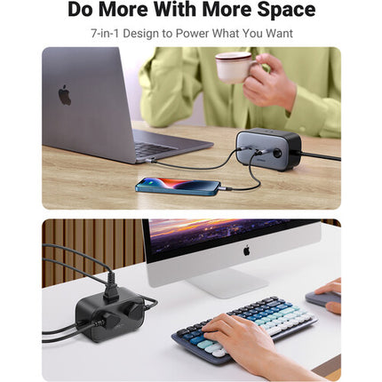 UGREEN 100W USB-C GaN Estación de Carga 7 en 1 con 3 Salidas AC y 4 Puertos USB