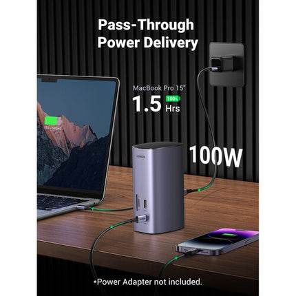 UGREEN 12 en 1 Estación de Acoplamiento Universal con 100W PD y Triple Pantalla 8K
